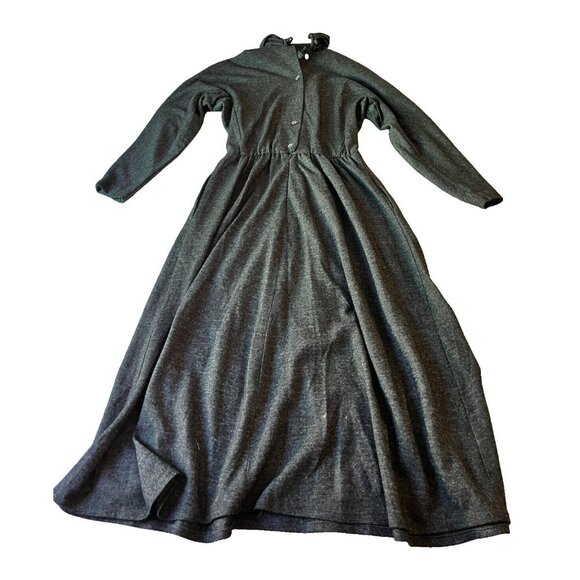 Vintage I.Magnin Long Sleeve Fit & Flare Midi Dress Size 8 Gray Button Front - Picture 1 of 12
